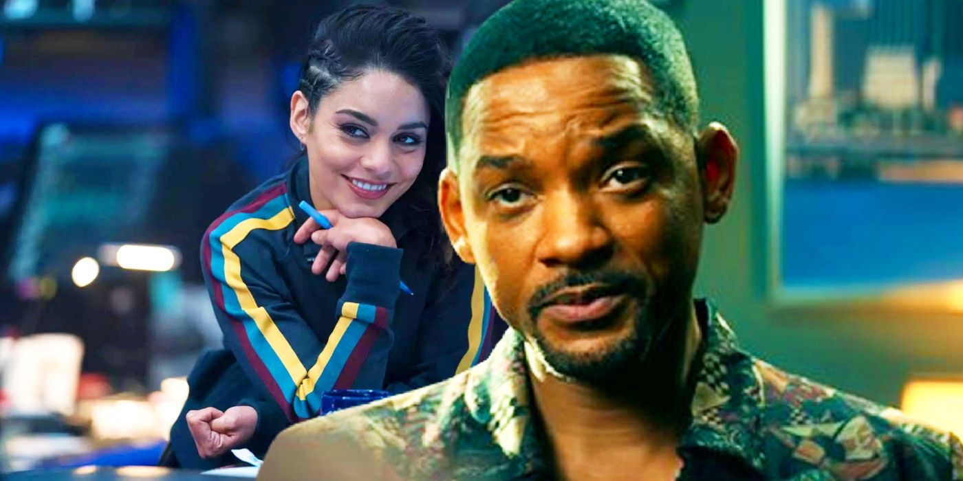 Will Smith as Mike Lowery juxtaposed with Vanessa Hudgens as Kelly in Bad Boys For Life