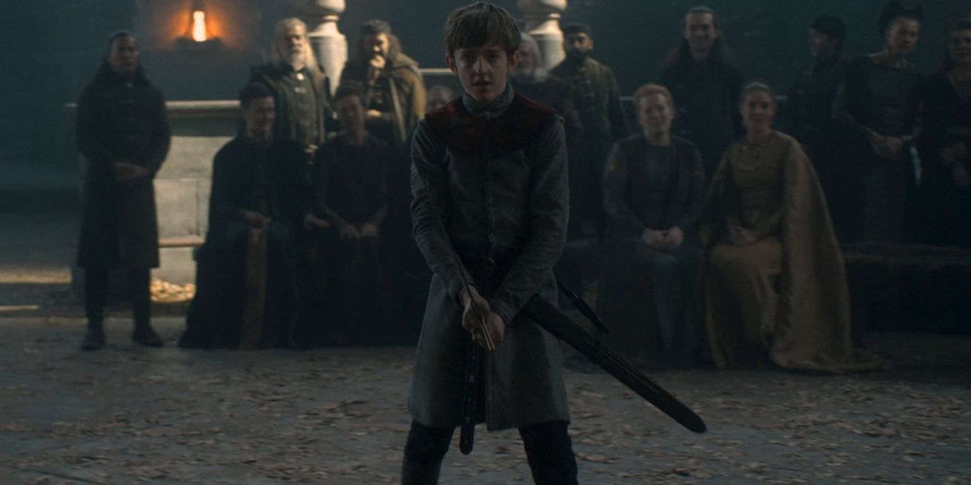 Willem Blackwood wielding a sword in House of the Dragon season 1 episode 4