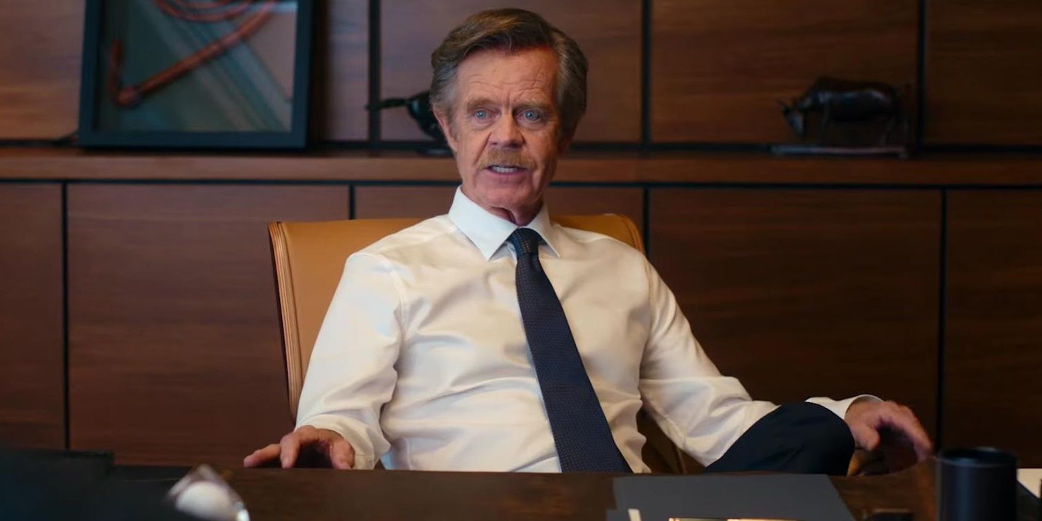 William H Macy in an office in Ricky Stanicky