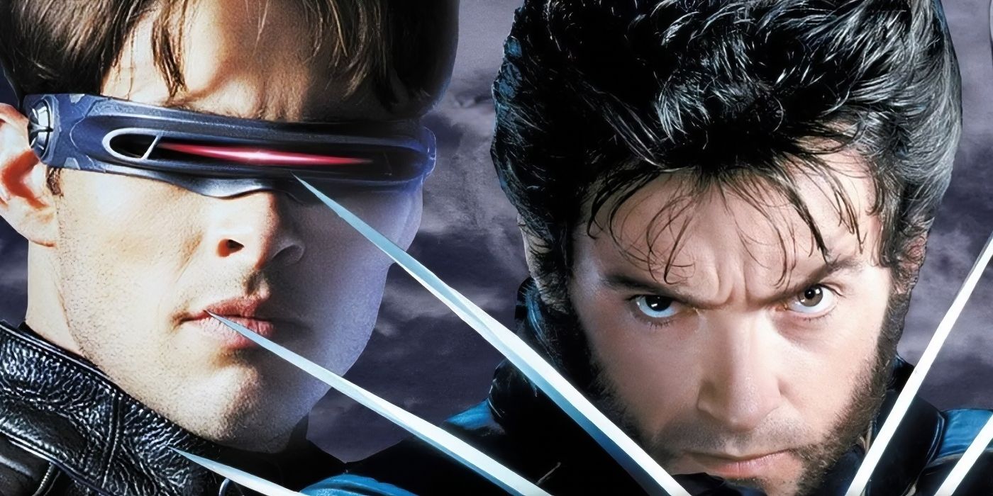 Wolverine (interpretado por Hugh Jackman) e Ciclope (interpretado por James Marsden) dos filmes live-action da FOX X-Men