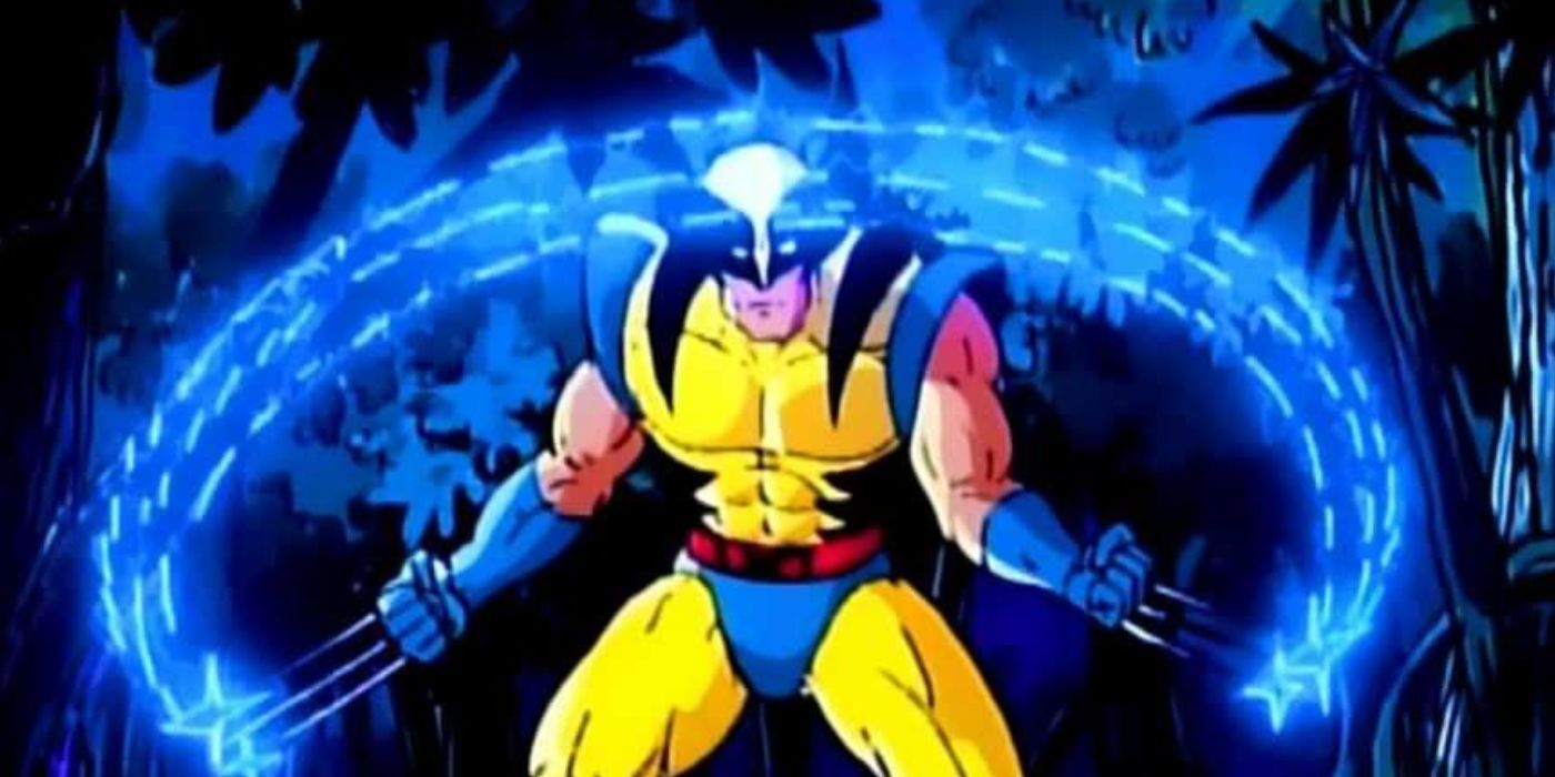 Wolverine crouching with his claws unleashed in X-Men The Animated Series 