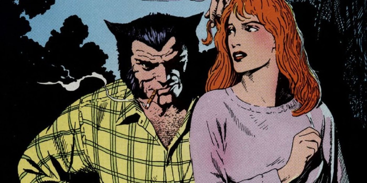 Wolverine se aproximando atrás de Jean Grey.