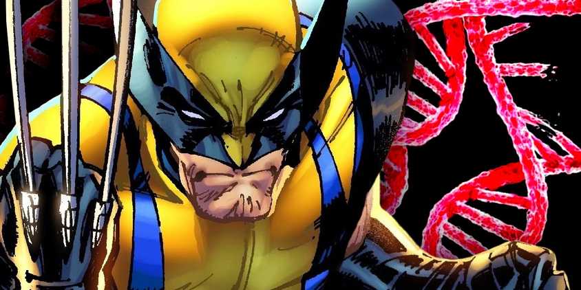 WOLVERINE WITH DNA STRANDS BEHIND HIM