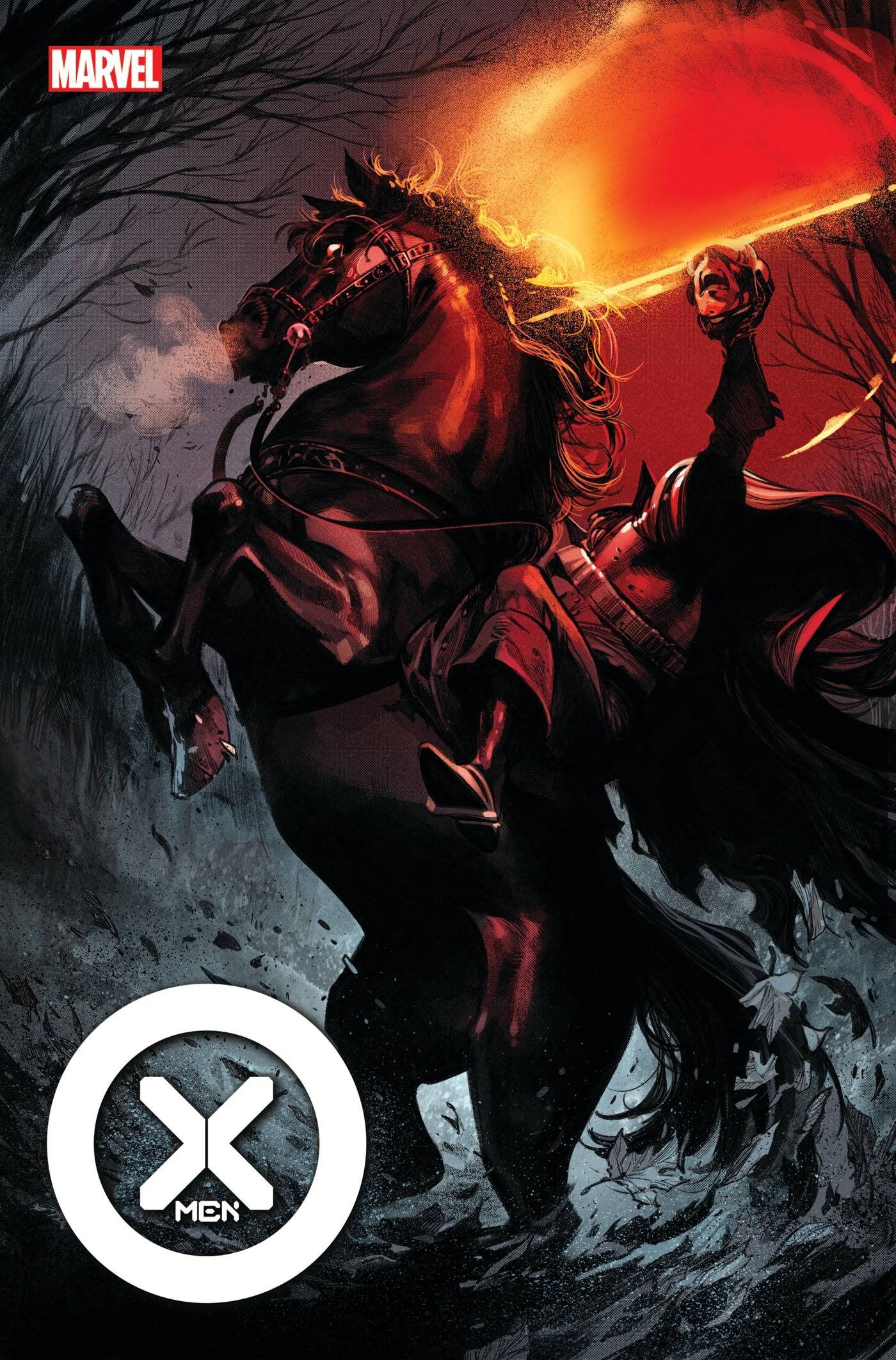 X-Men #4 Halloween comic cover art featuring Cyclops as the Headless Horseman by Pepe Larraz and Martr Gracia