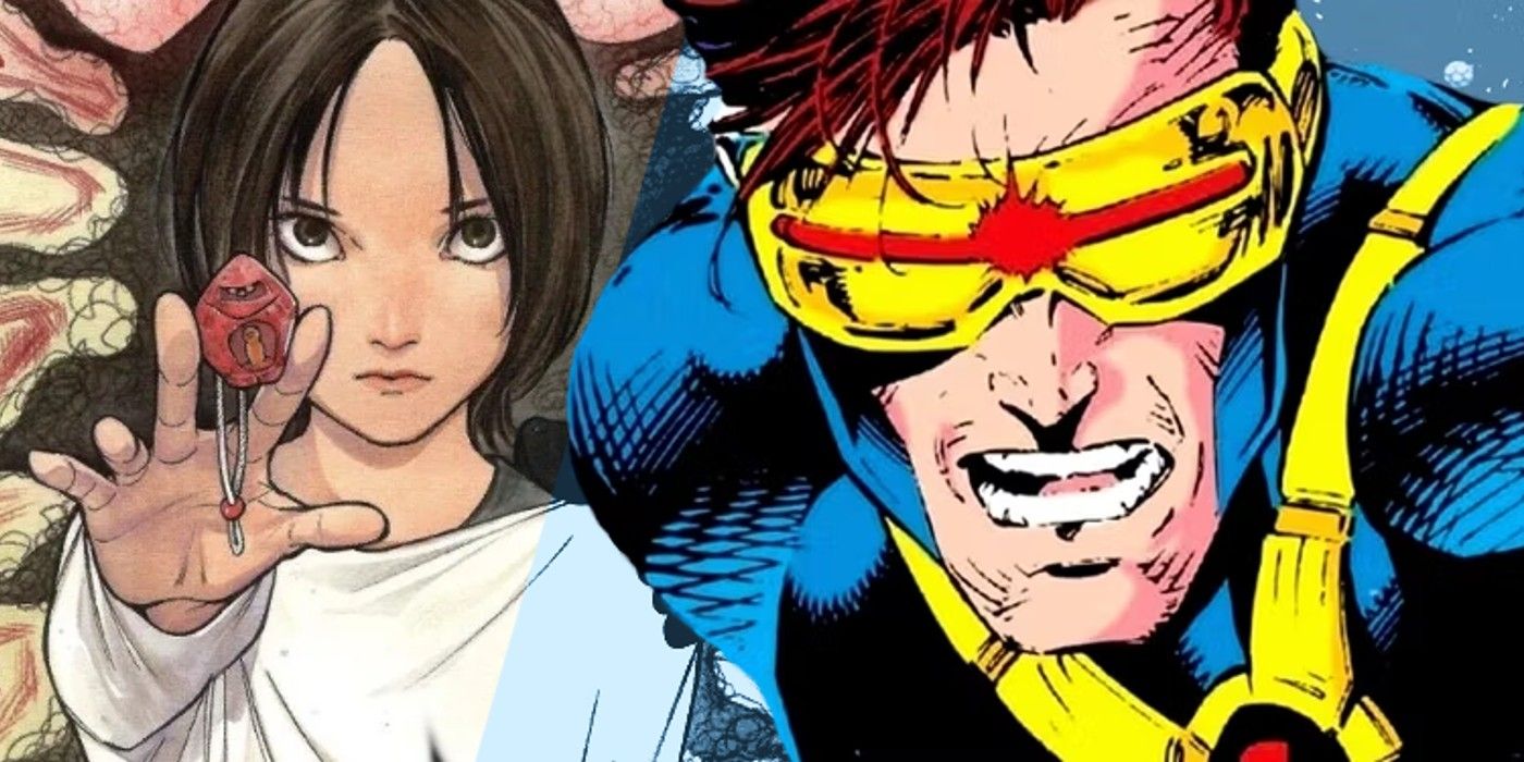 x-men art with classic 90s cyclops up front and new ultimate x-men cover of armor behind