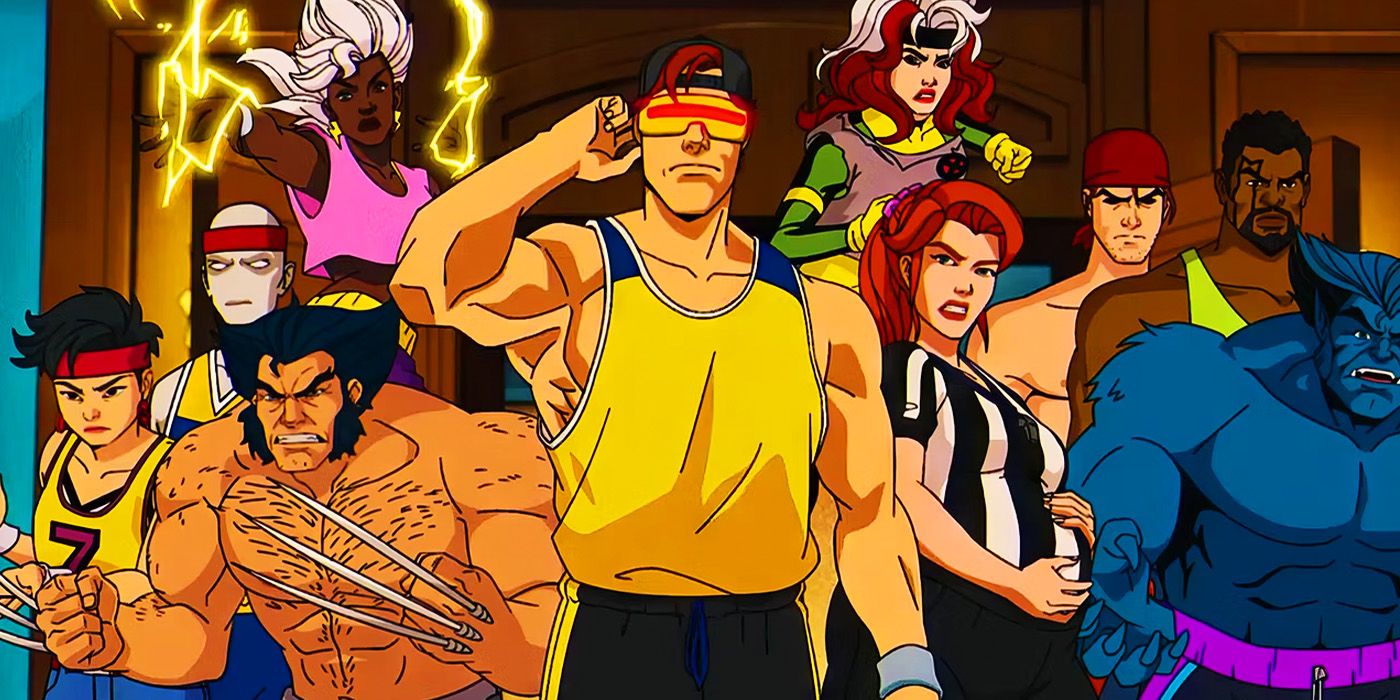 X-Men team stand together in the X-Mansion in X-Men '97