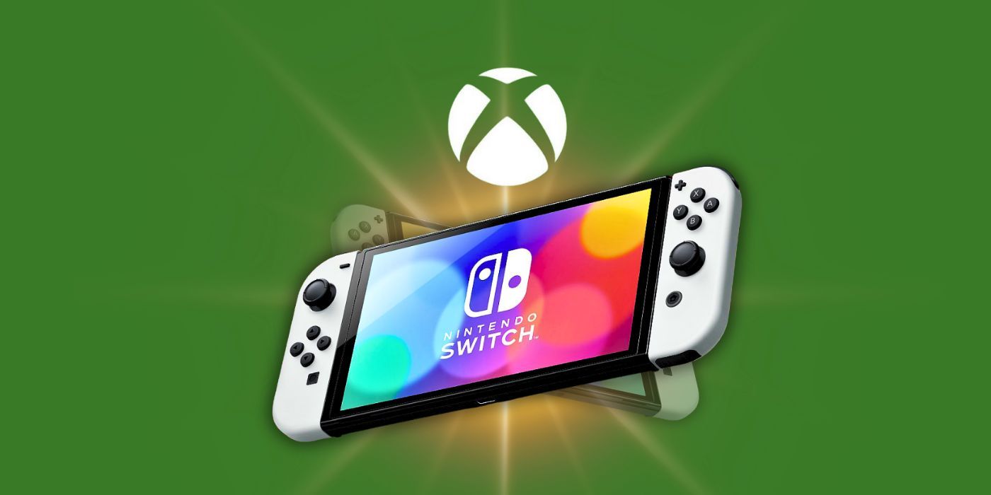 Nintendo Switch on an Xbox green background
