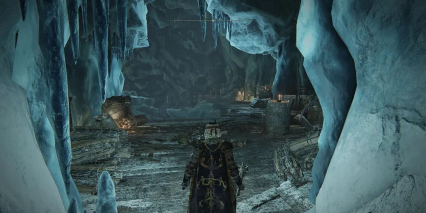 Player exploring Yelough Anix Tunnel in Elden Ring.