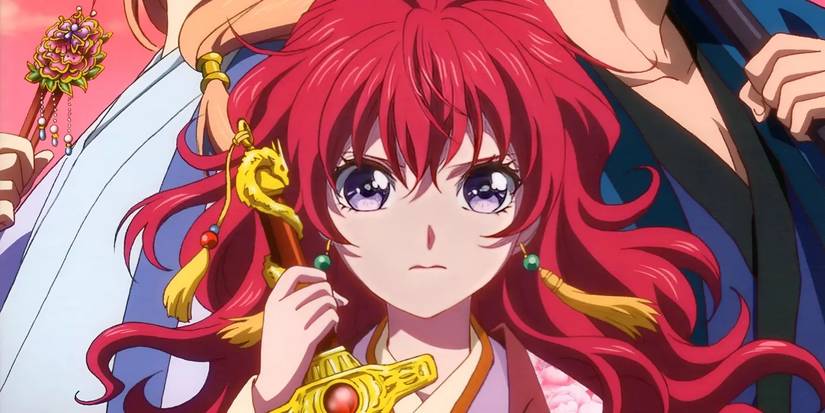 Yona of the Dawn poster, featuring a strong-looking Yona holding her sword in front of her allies