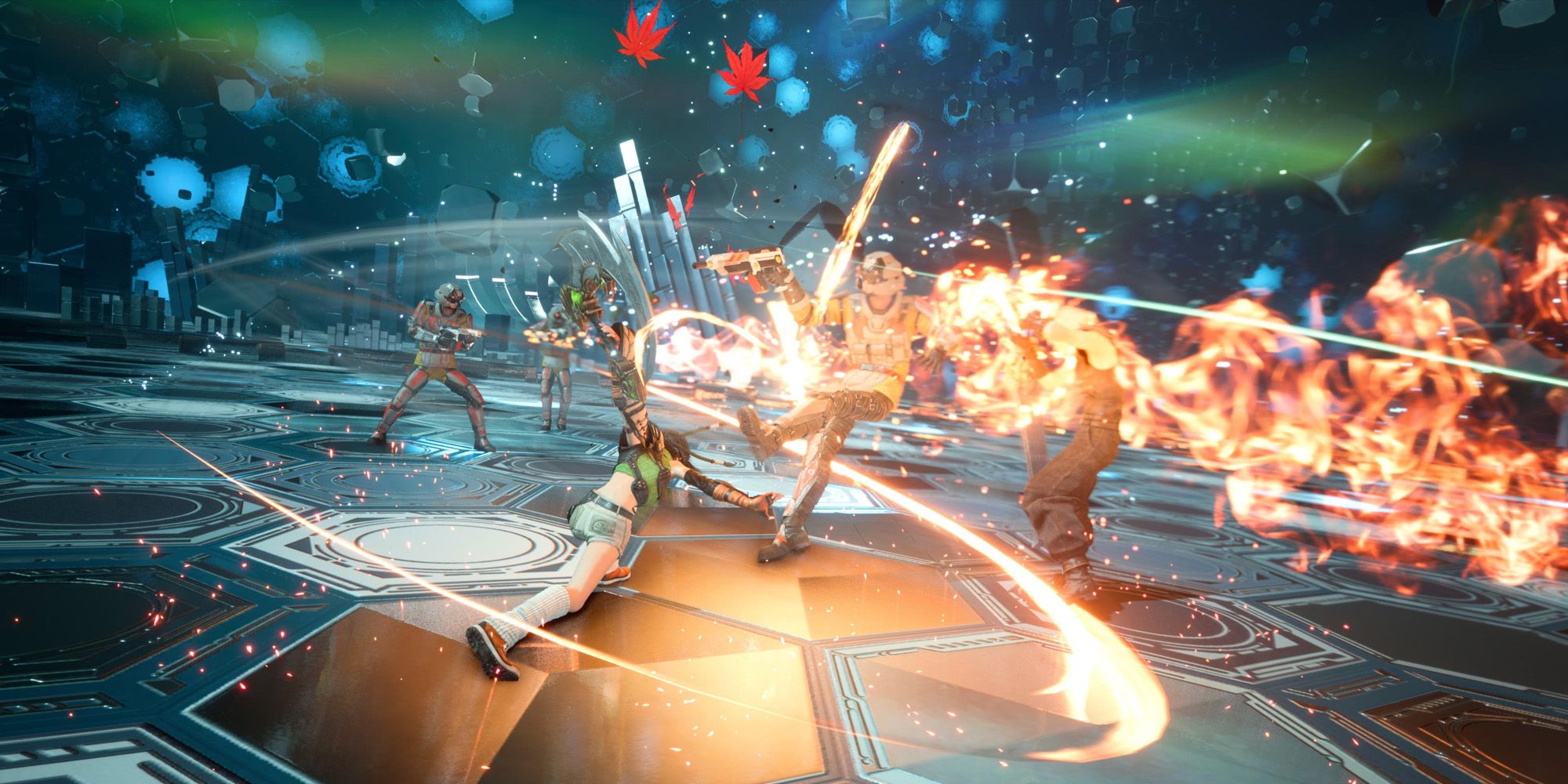 Yuffie lutando contra soldados Shinra com um ataque especial no simulador de combate de FF7 Rebirth.