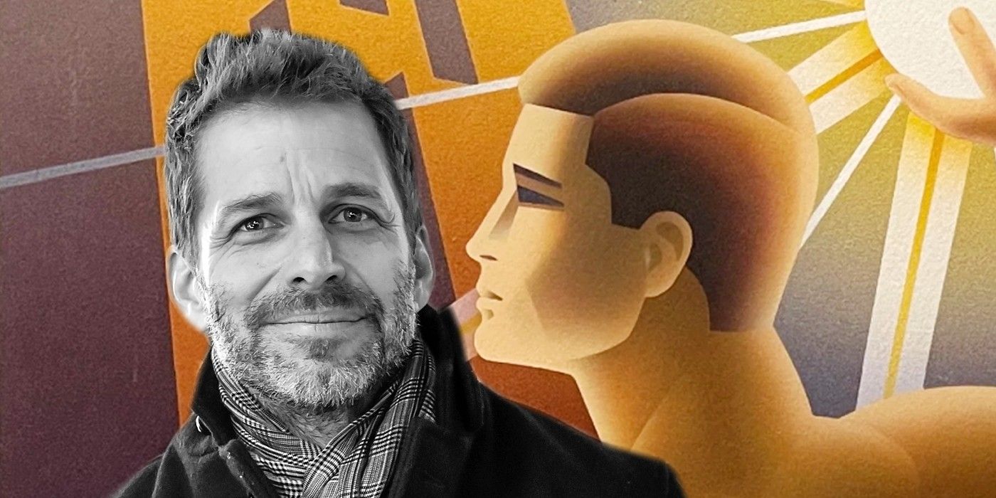 Zack Snyder next to The Fountainhead cover art