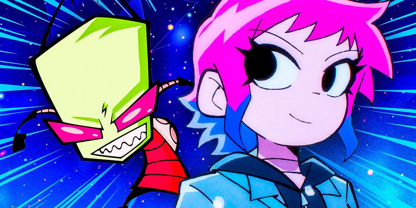 Collage of Zim from Invader Zim and Ramona Flowers from Scott Pilgrim Takes Off