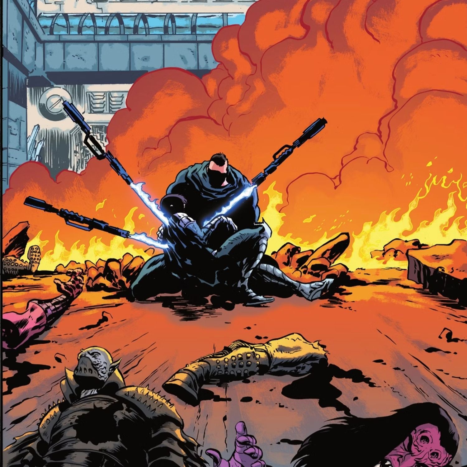 Zod embalando o corpo sem vida de Ursa após a invasão de Khund DC