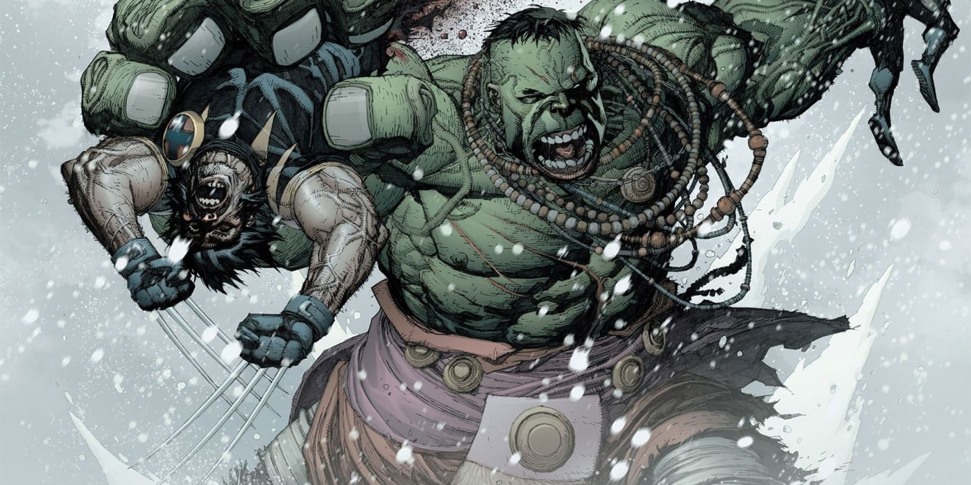 Hulk ripping Wolverine in half in the Ultimate Universe.