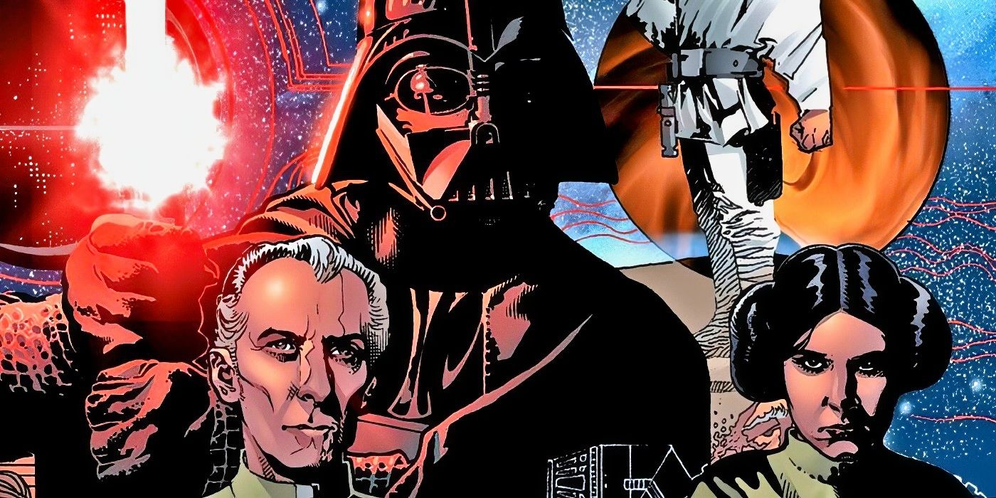 Star Wars' Darth Vader, Tarken, and Leia Organa.