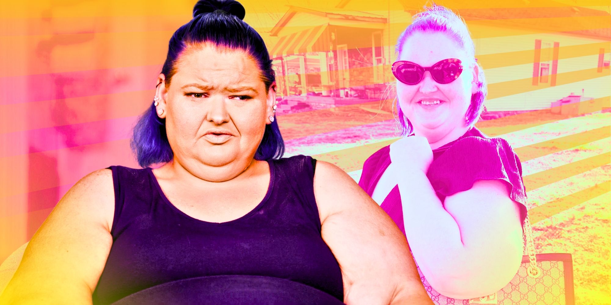 1000-Lb Sisters Amy Slaton montage with a house in the background
