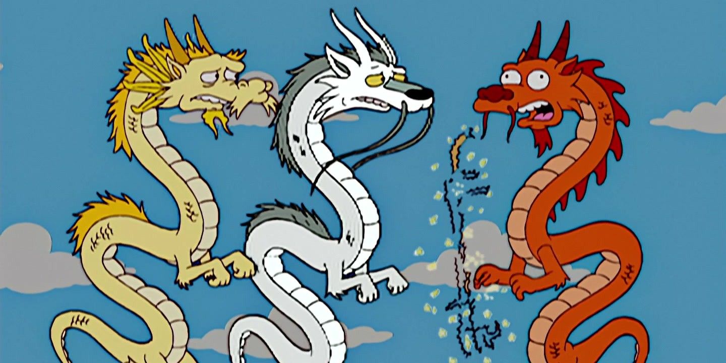 Three asian dragons in The Simpsons