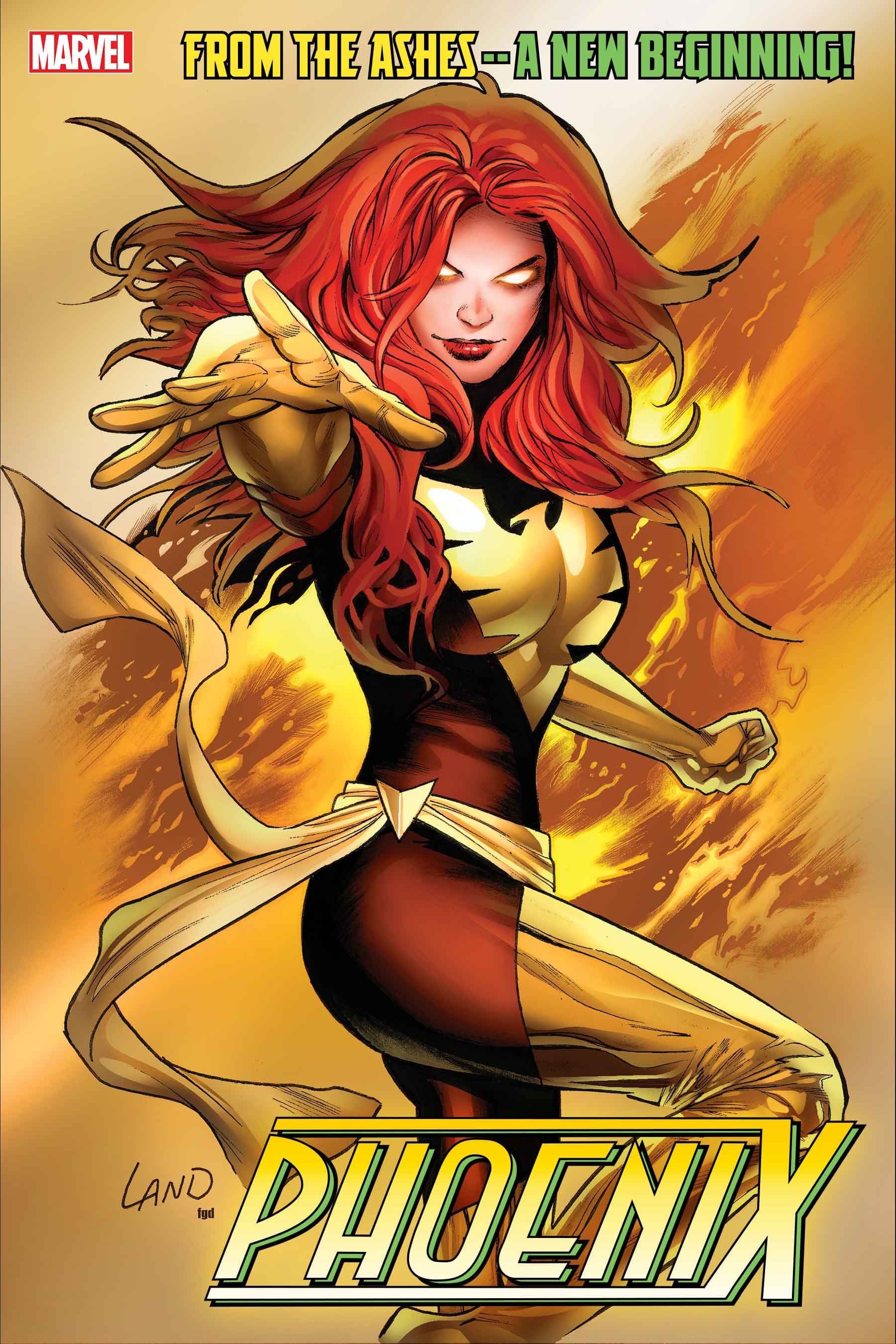 Sampul varian Phoenix #1 oleh Greg Land yang menggambarkan versi Dark Phoenix dari Jean Grey