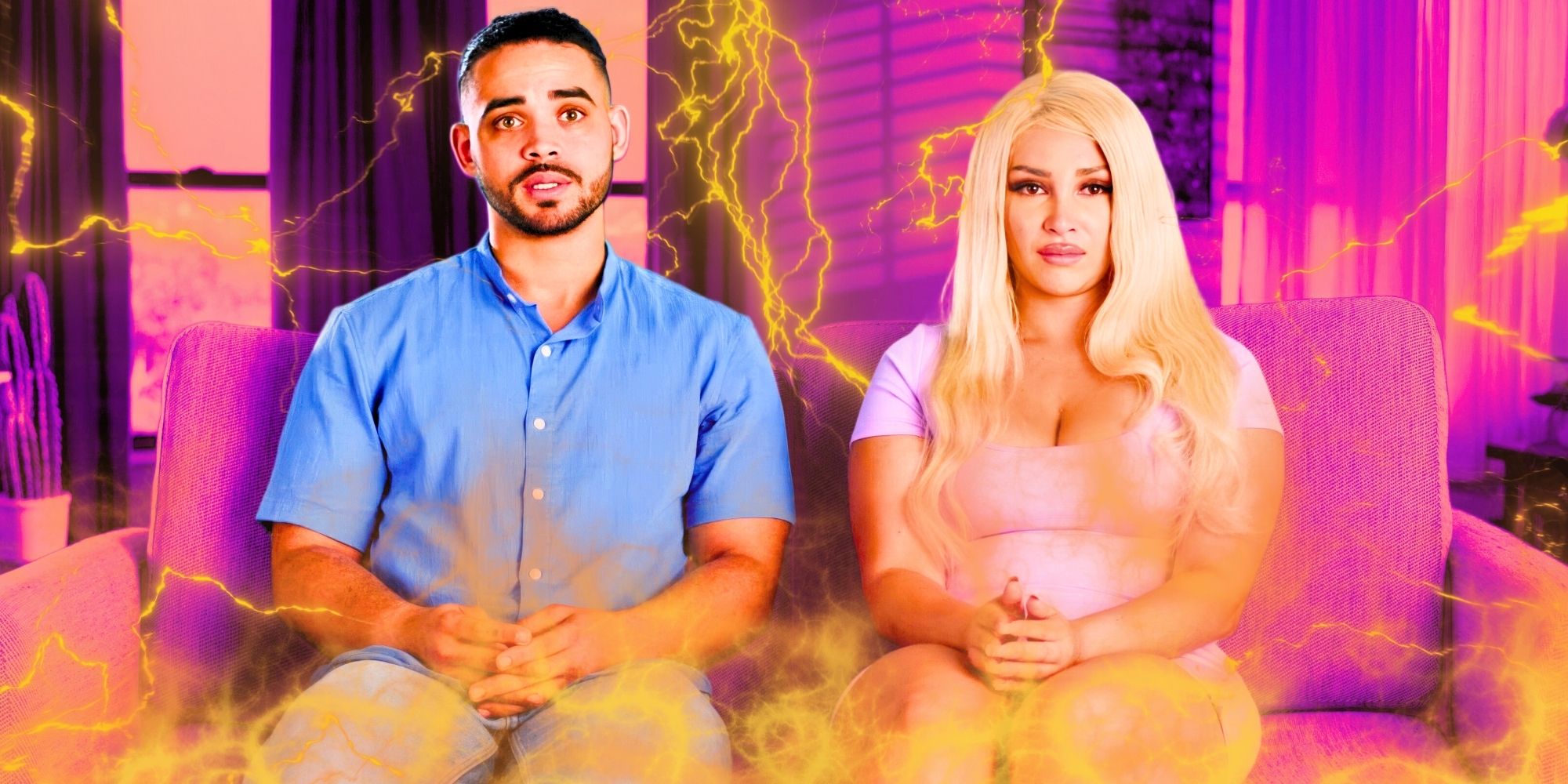 90 Day Fiancé's  Rob & Sophie sistting sibe by side in show confessional