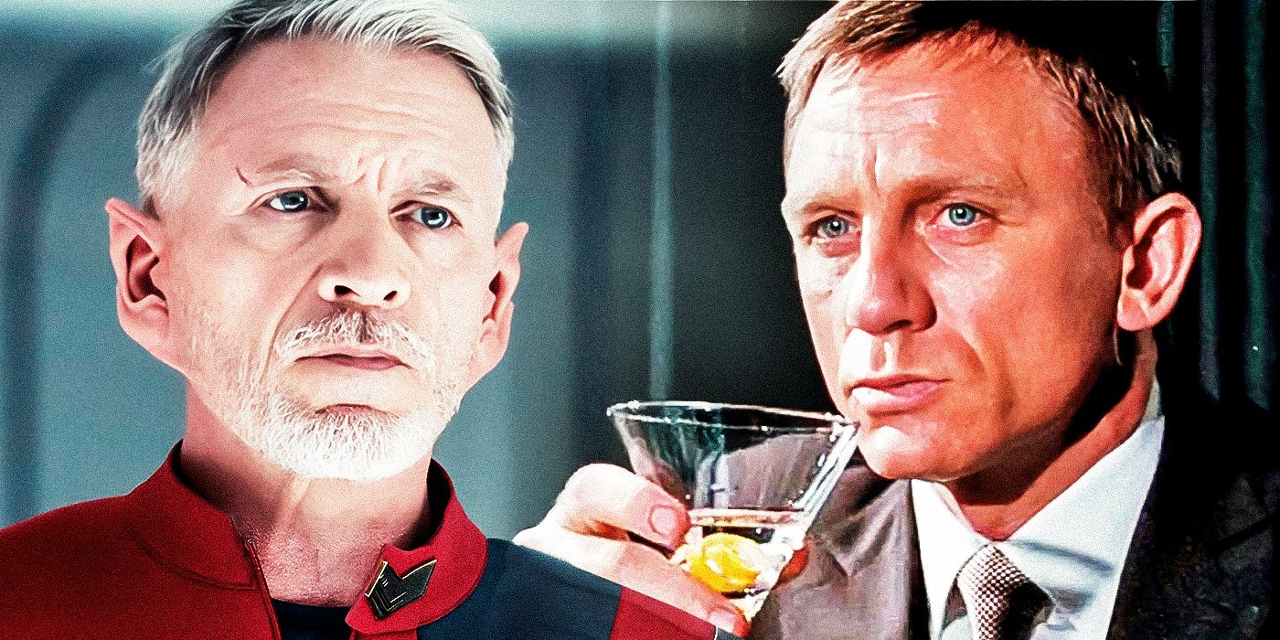 Commander Rayner in Star Trek and Daniel Craig's James Bond drinking a Vesper martini