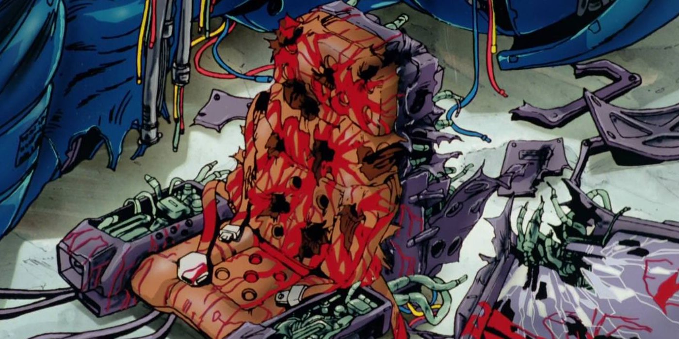 Bernie's bloody seat in Gundam 0080, riddled with bullet holes and torn to pieces.