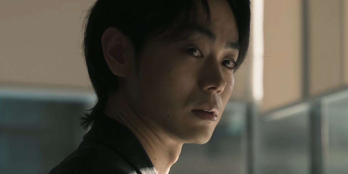 A closeup of Masaki Suda as Shinichi Izumi in Parasyte The Grey