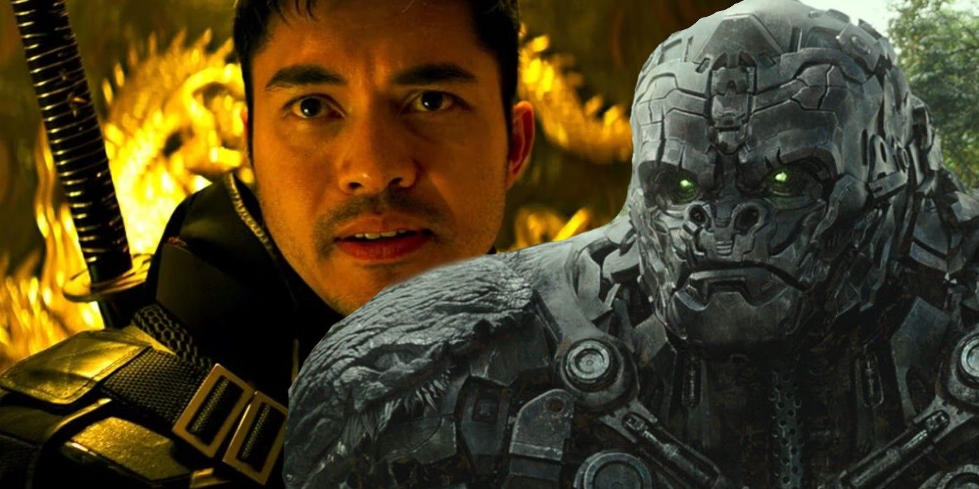 a custom image of Henry Golding as Snake Eyes and a beastly Transformer
