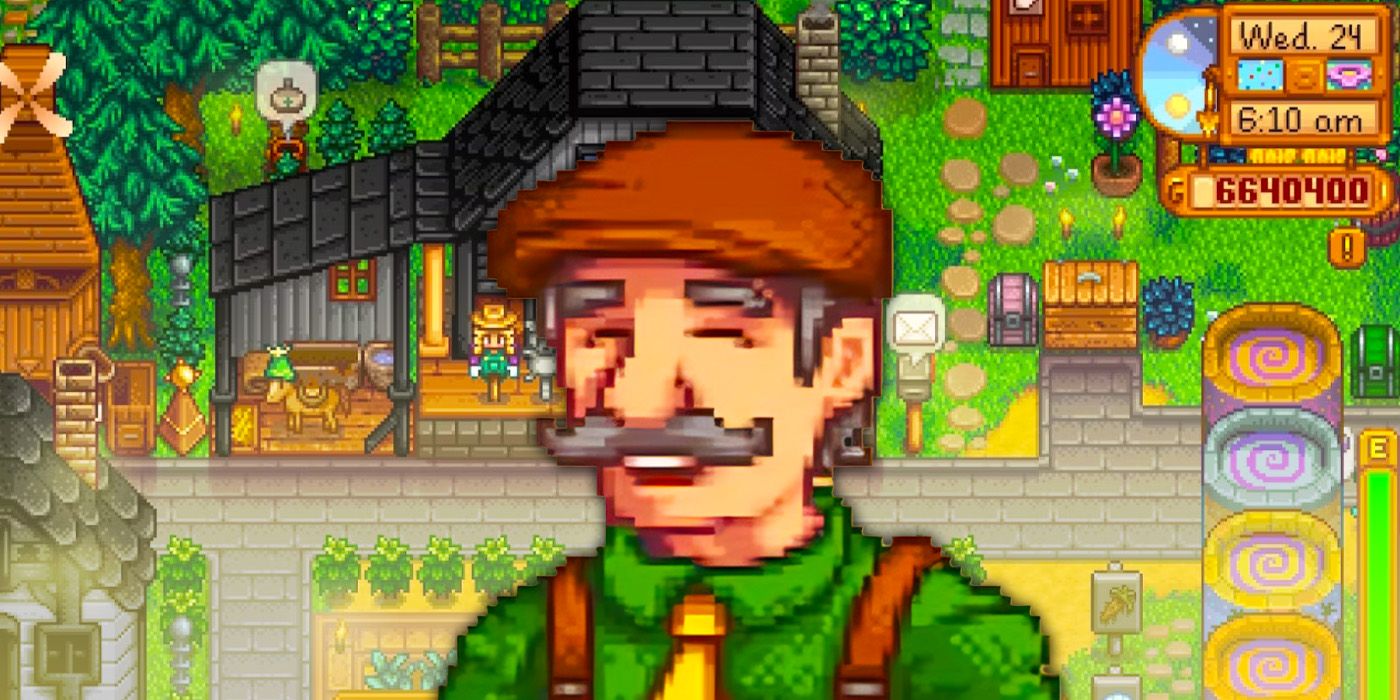 A happy villager with a stardew valley base