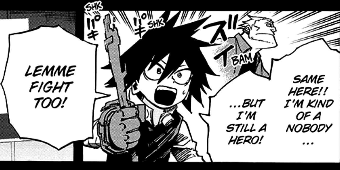 a little hero in chapter 420 of my hero academia wants to join the fight