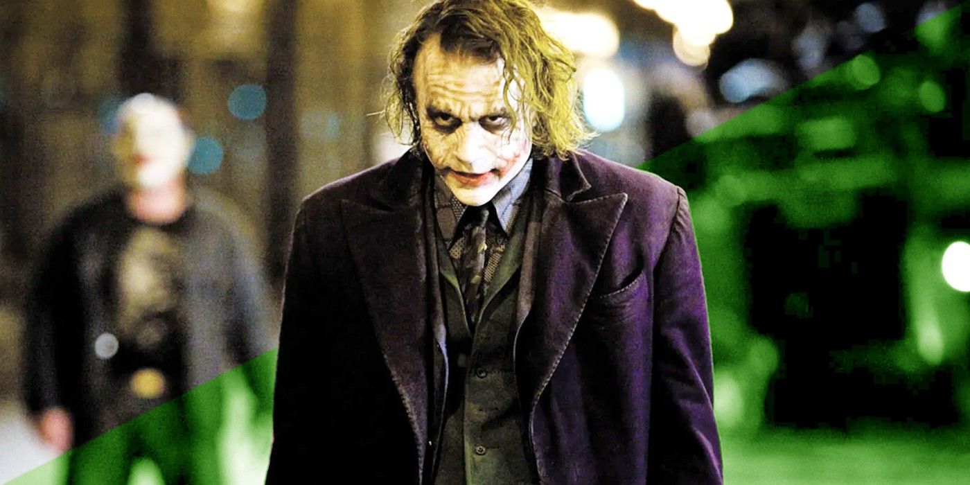 A stylized image of Heath Ledger's joker in The Dark Knight