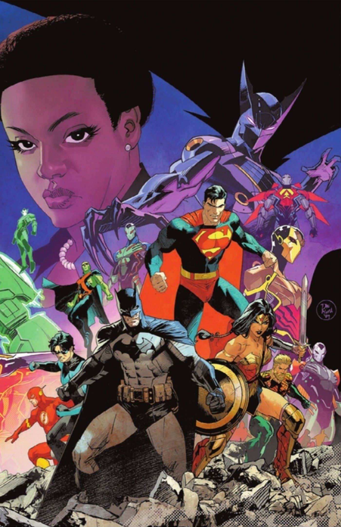 Capa do Poder Absoluto 1 com Batman e a Liga da Justiça