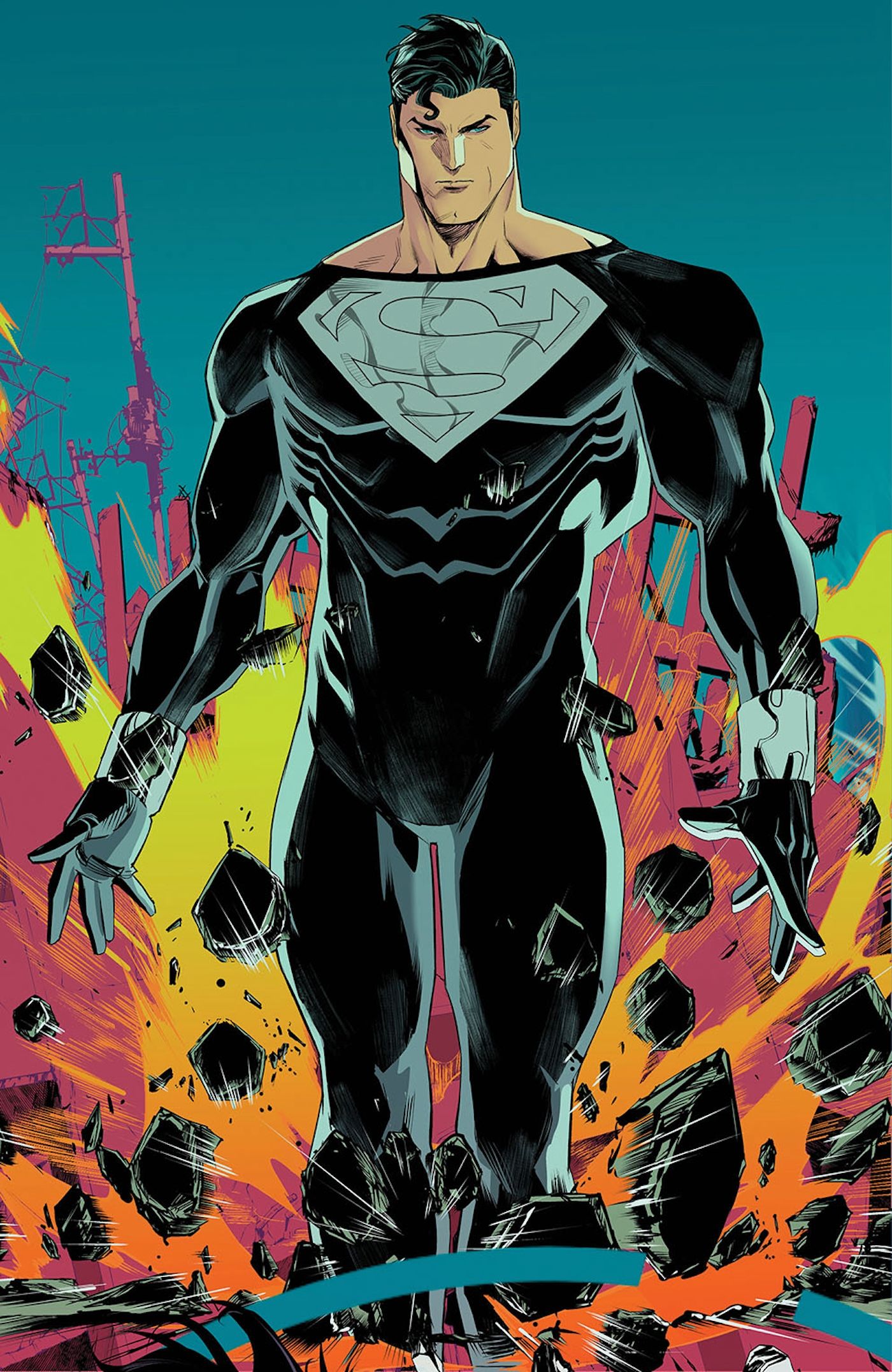 Absolute Power Ground Zero 1 Timms Variant Cover NF: Superman em seu terno preto.