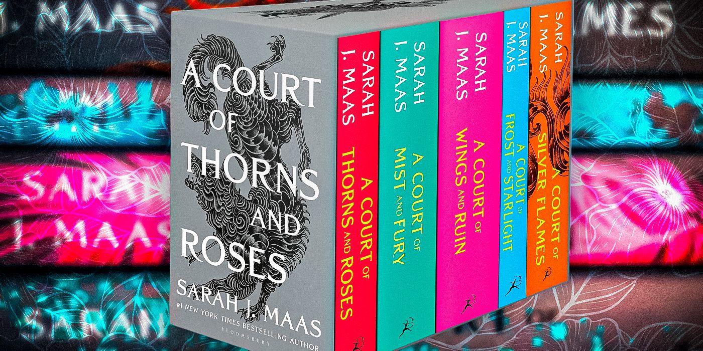 The A Court of Thorns & Roses box set with the first book's cover showing