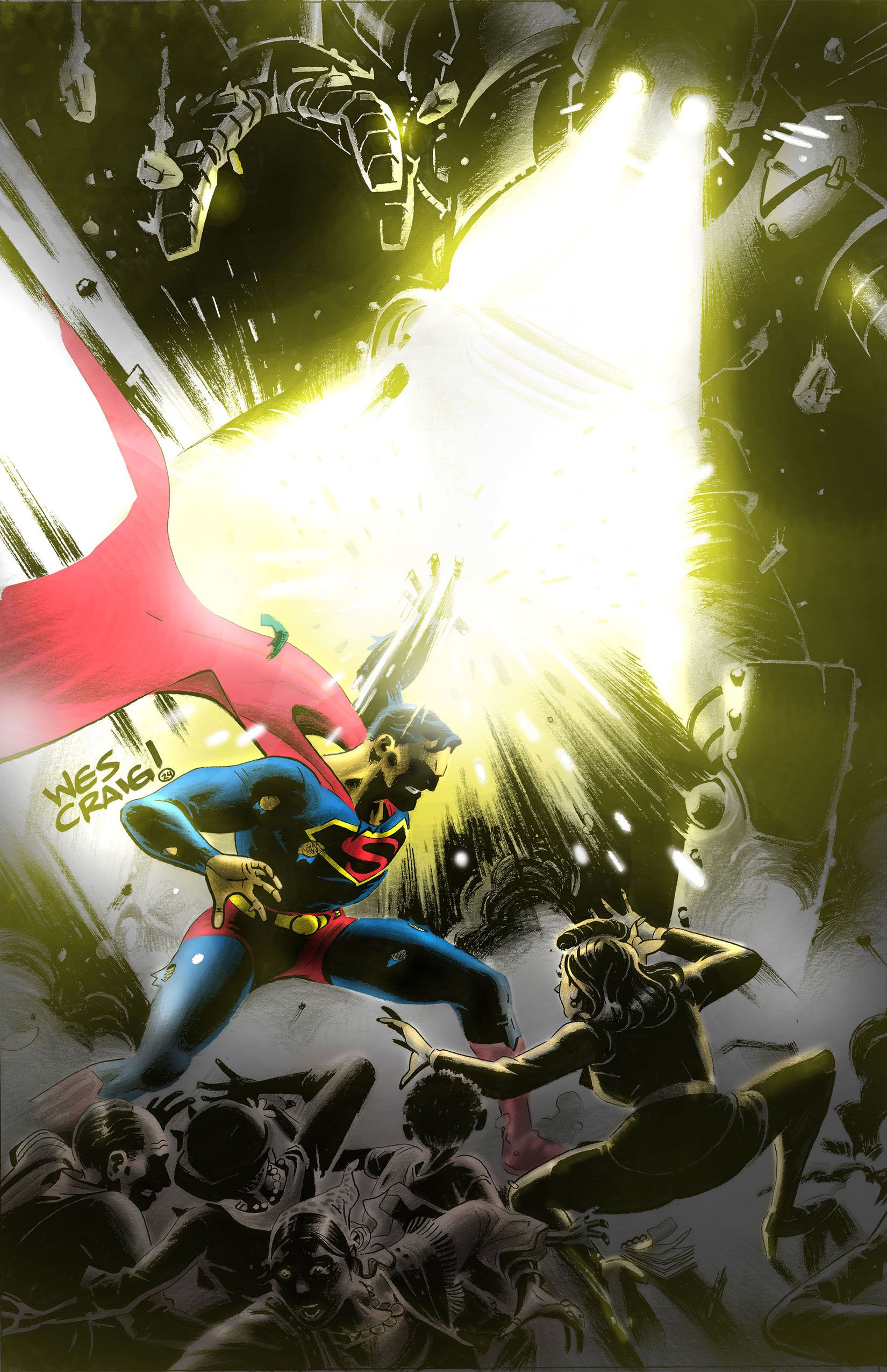 Action Comics 1067 Craig Cover Superman atingido por raio de robô