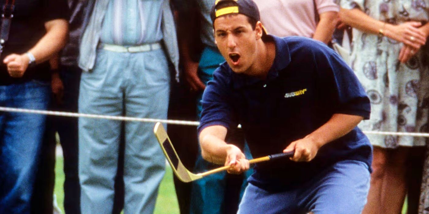 Adam Sandler with a golf club in Happy Gilmore