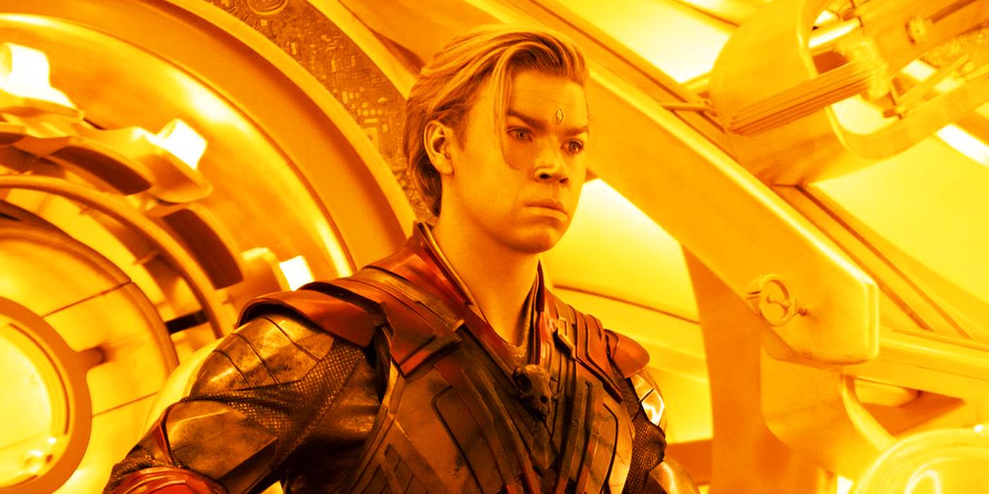 Adam Warlock on his golden ship in Guardians of the Galaxy Vol. 3