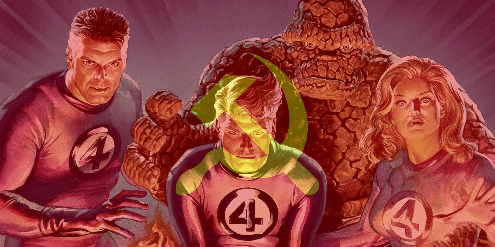 Alex Ross' Fantastic Four with the Soviet hammer and sickle superimposed