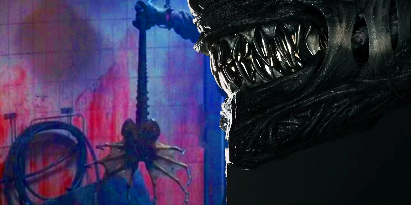 Collage of the Alien queen and a royal facehugger in the Alien franchise