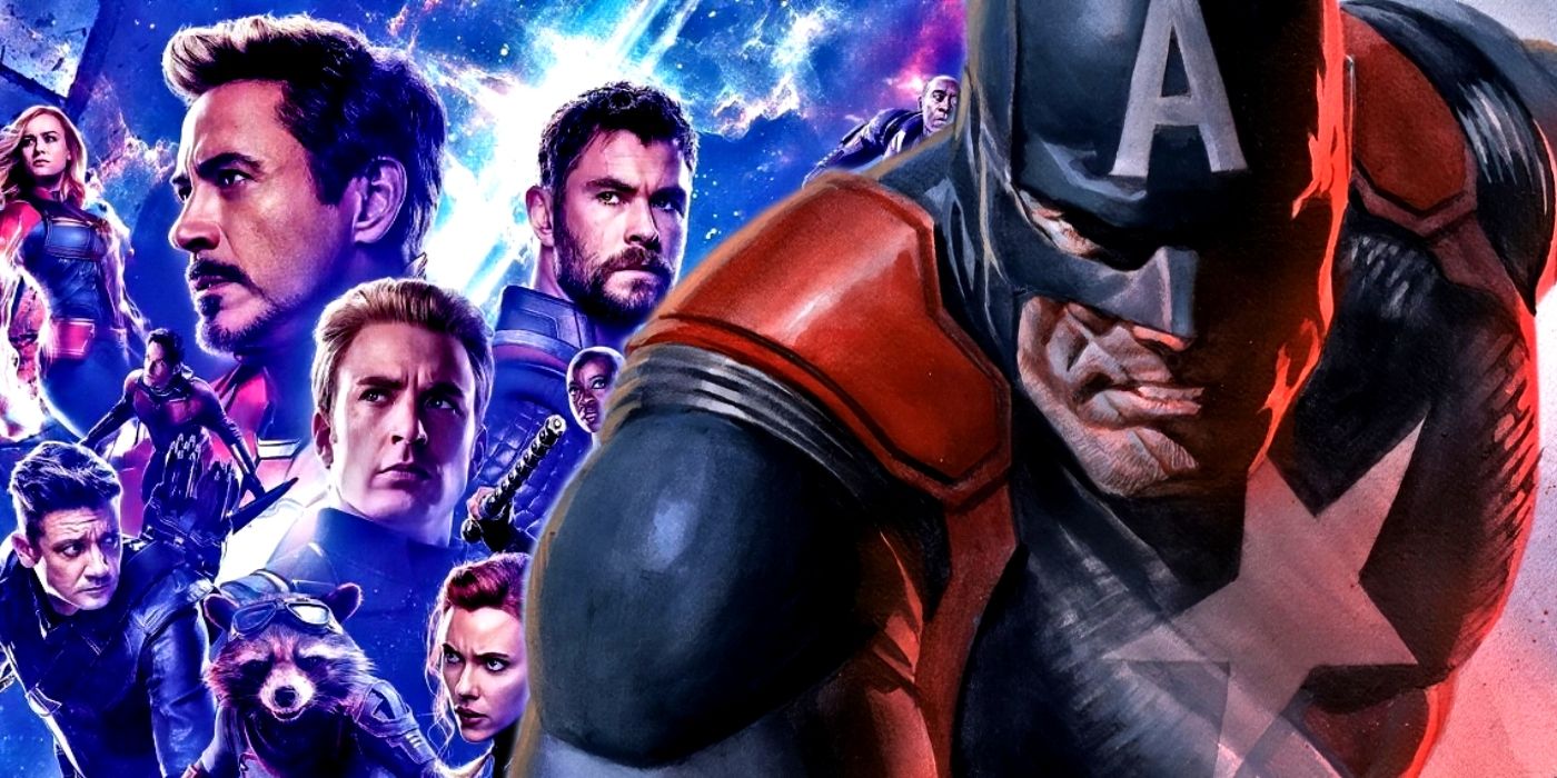 An older Captain America from Avengers: Twilight with the MCU Avengers behind him.