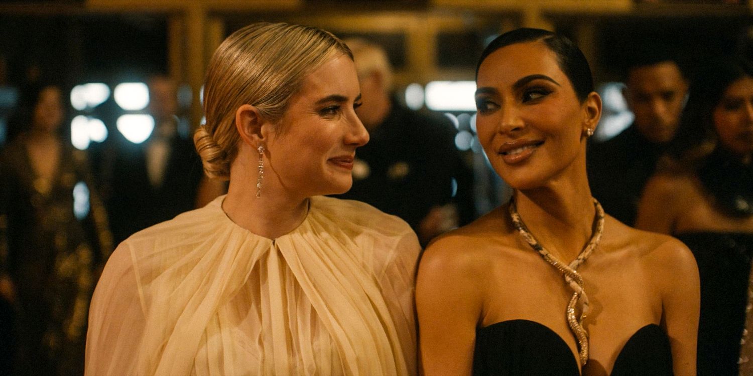 Anna and Siobhan look at each other and smile as they arrive at the Oscars ceremony in American Horror Story: Delicate season 12 Ep 8