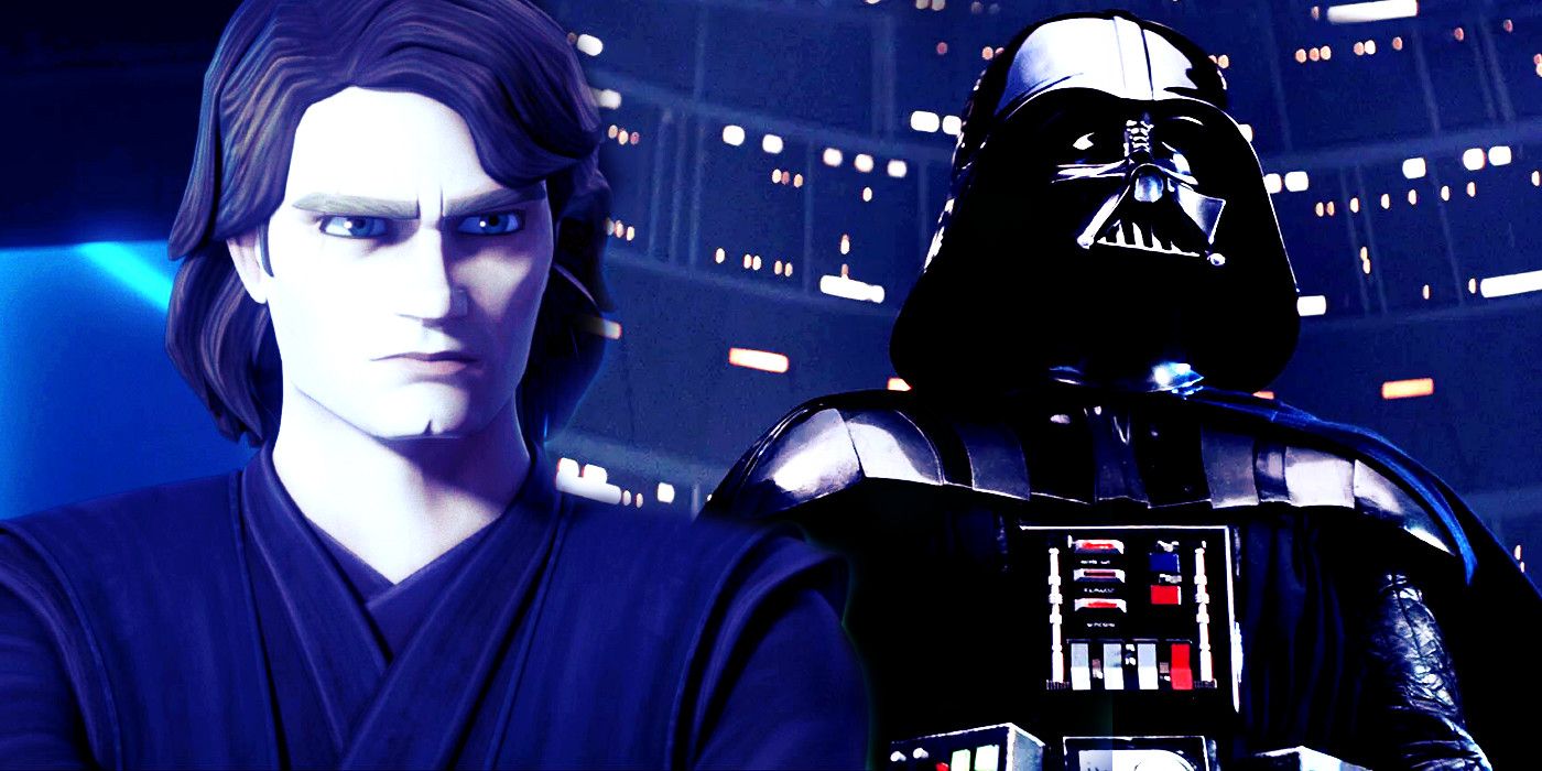 Anakin Skywalker from Star Wars: The Clone Wars and Darth Vader in The Empire Strikes Back