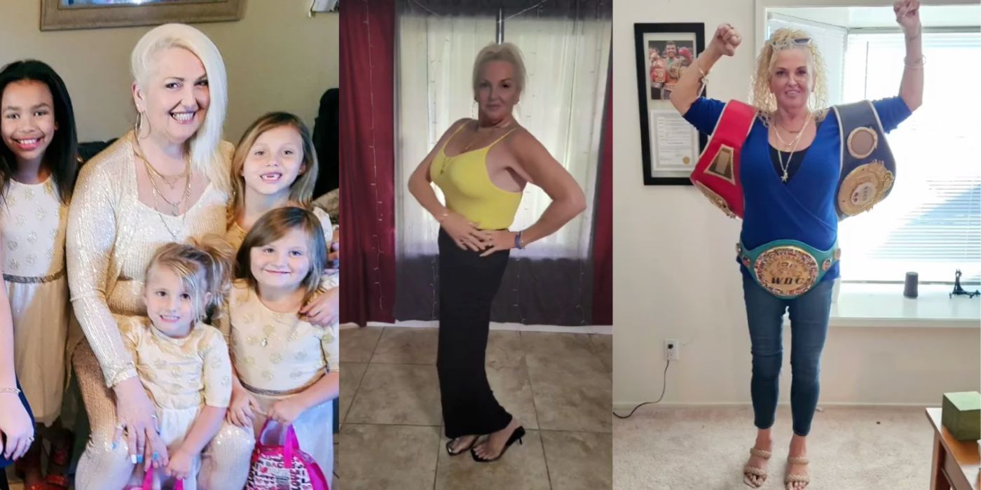 Angela Deem em 90 Day Fiance em três fotos após cirurgia para perda de peso, perdendo 45 quilos