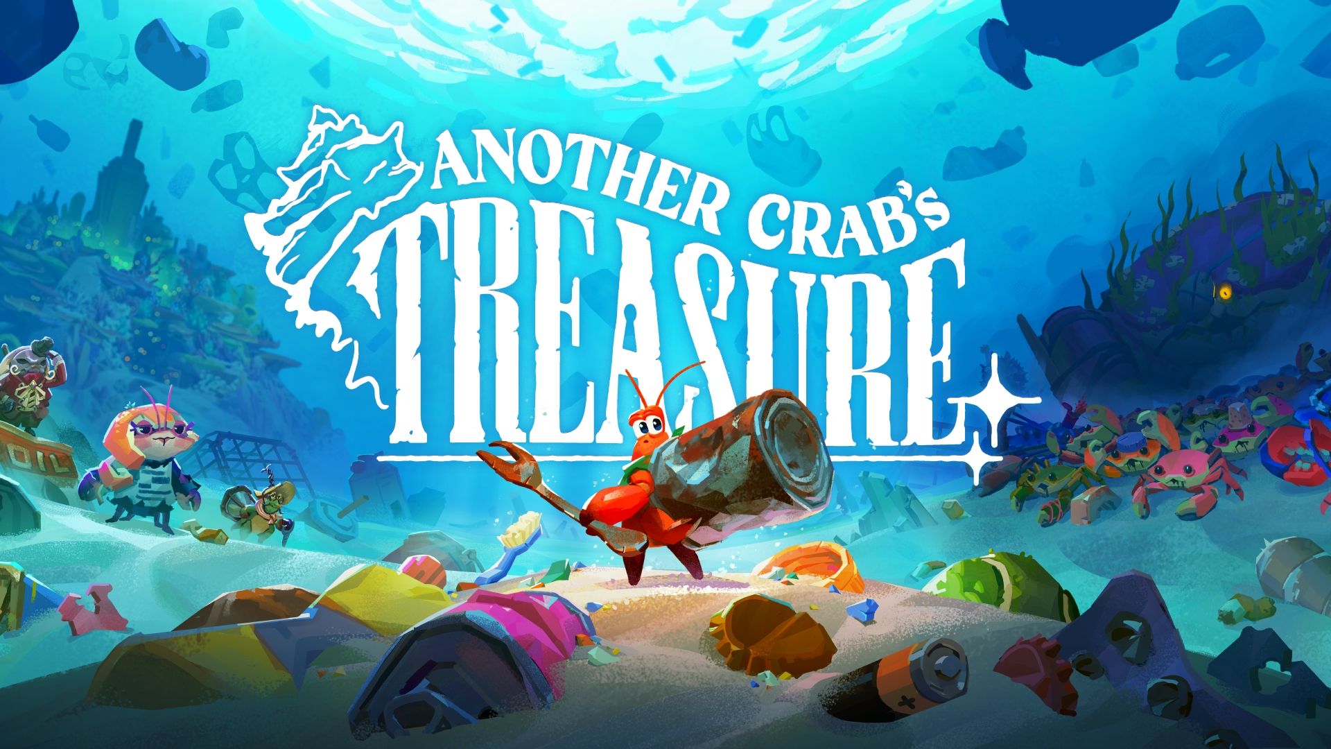 Another Crab's Treasure Key Art featuring Kril with a tin can shell