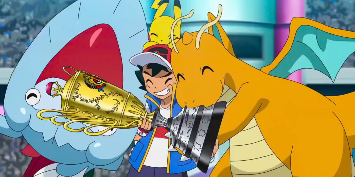 Ash Pikachu Dragonite vence Pokémon Campeão Mundial