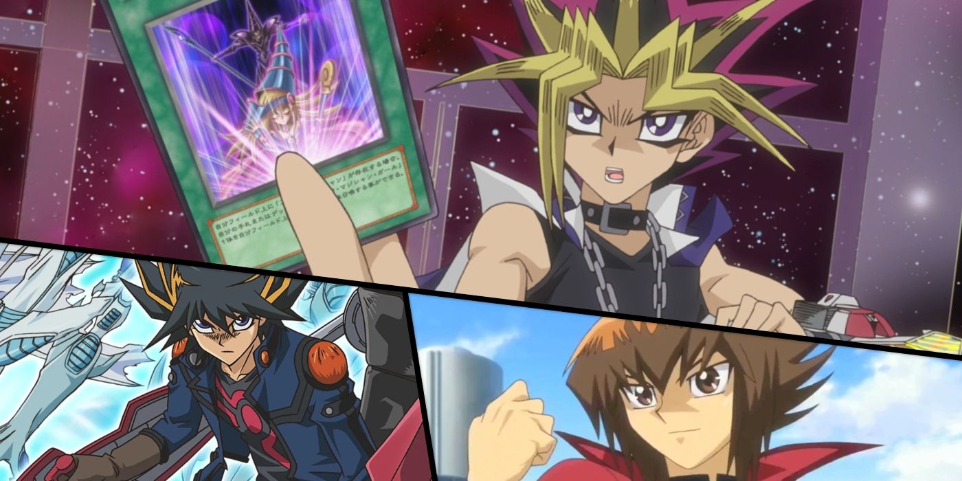 Atem, Yusei, and Jaden, all prepared to have a duel
