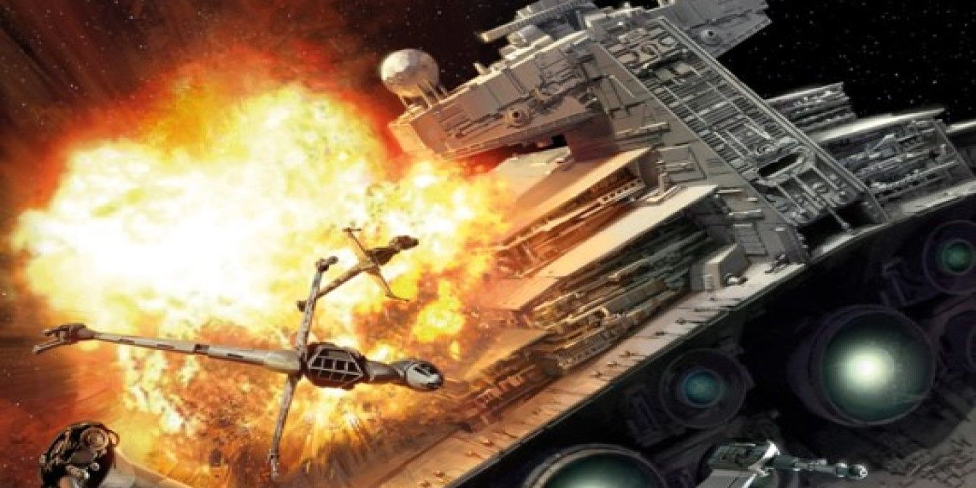 B-Wings destroem o Star Destroyer Devastator na Batalha de Endor no conto de Star Wars Blade Squadron.