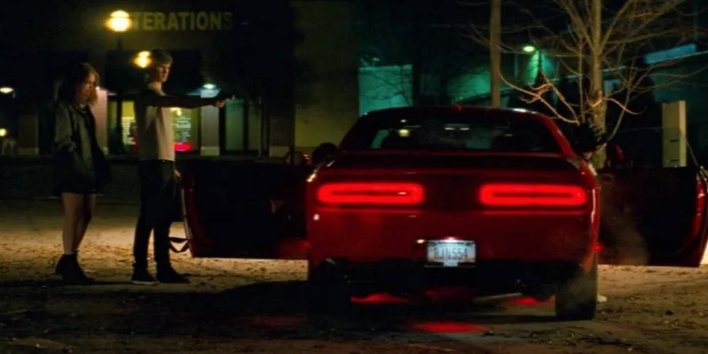 Baby and Debora hijacking the Dodge Challenger Hellcat in Baby Driver