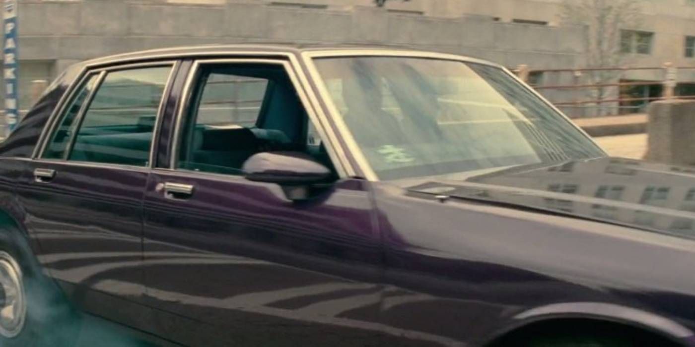 Baby peeling out in the Chevy Caprice in Baby Driver