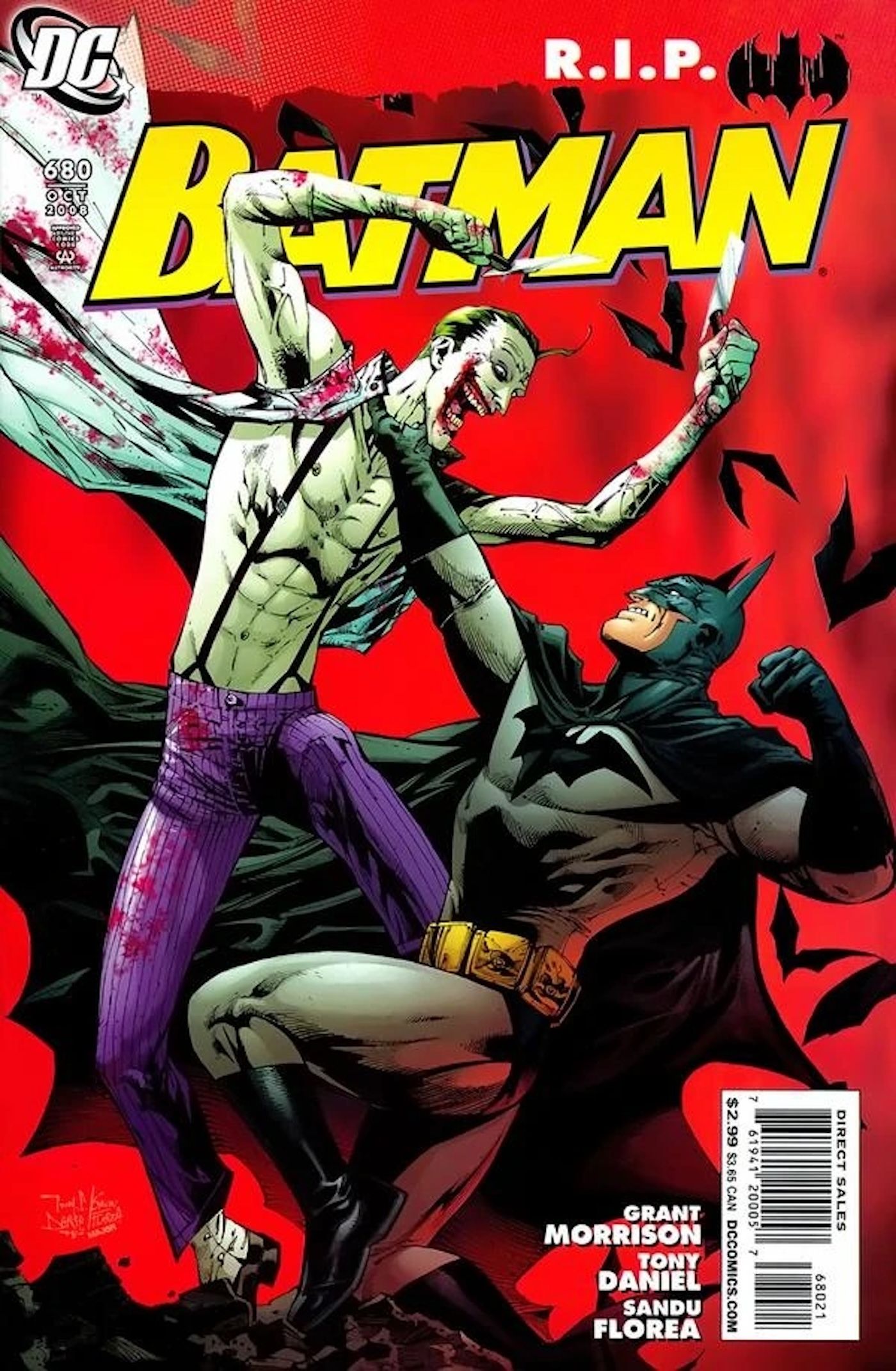 Batman 680 Variant Cover: Batman holding the Joker by the throat.
