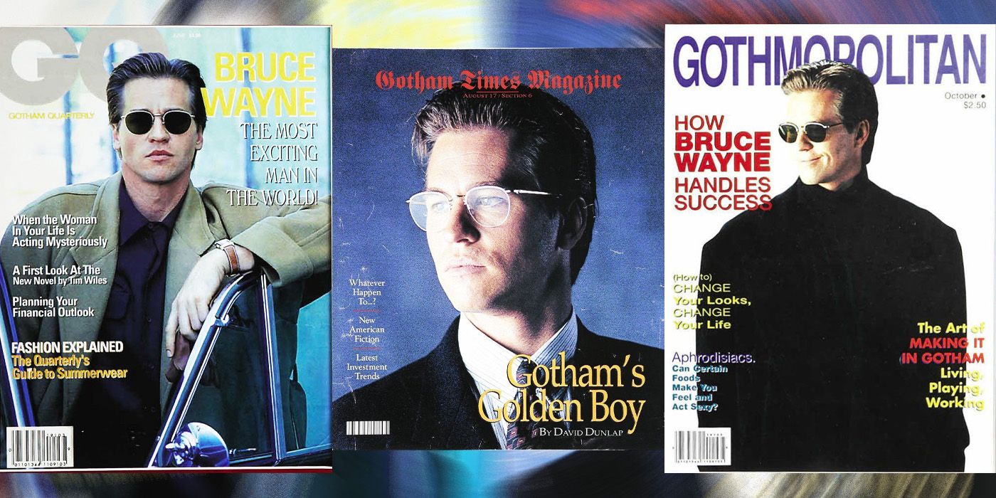 Batman Forever three fictional magazine covers with Val Kilmer as Bruce Wayne